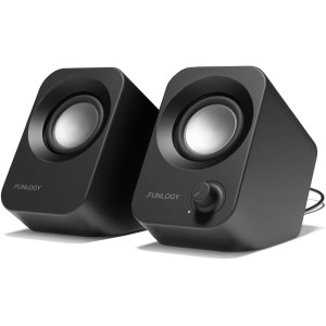 14W Stereo USB PC Speakers with 30° Tilt & Volume Control – Compact Black