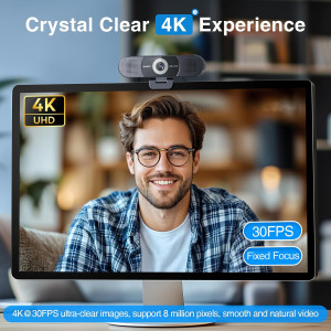 EMEET C980 PRO Webcam 4K, Micro 3D, Haut-Parleurs Intégrés