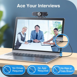 EMEET C980 PRO 4K Webcam with Mic, Speakers & Wide Angle for Calls