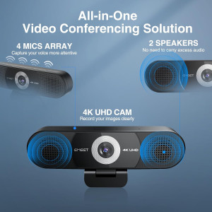 EMEET C980 PRO 4K Webcam with Mic, Speakers & Wide Angle for Calls