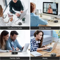 Haut-parleurs USB PC avec Microphone, Zoom Compatible, 2 Modes Sonore