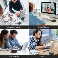 USB Computer Speakers with Mic, 2 Sound Modes for Zoom & Home Office