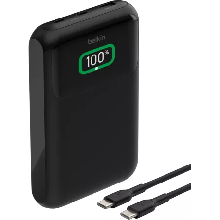 Belkin Power Bank 20000mAh 65W, Chargeur Portable 3 Ports USB-C & USB-A pour Laptop, iPhone, MacBook, iPad, Samsung - Noir