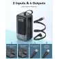 Chargeur Portable 65W Power Bank Rapide USB-C avec Câble Intégré, 4 Sorties, Compatible iPhone, iPad, MacBook, Samsung, Dell