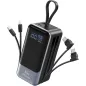 Chargeur Portable 65W Power Bank Rapide USB-C avec Câble Intégré, 4 Sorties, Compatible iPhone, iPad, MacBook, Samsung, Dell