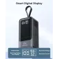 Chargeur Portable 65W Power Bank Rapide USB-C avec Câble Intégré, 4 Sorties, Compatible iPhone, iPad, MacBook, Samsung, Dell