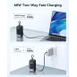 Chargeur Portable 65W Power Bank Rapide USB-C avec Câble Intégré, 4 Sorties, Compatible iPhone, iPad, MacBook, Samsung, Dell