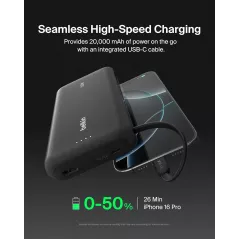 Chargeur Portable Belkin 20000mAh 30W avec Câble Intégré