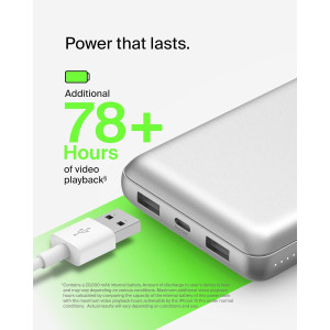 Belkin 20000mAh USB-C Power Bank, 15W Portable Charger - Silver