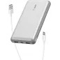 Belkin Power Bank 20000 mAh USB-C 15W, 1 USB-C + 2 USB-A, câble Type-C vers Type-A, Argent