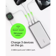 Belkin Power Bank 20000mAh USB-C 15W Silver - iPhone, Samsung