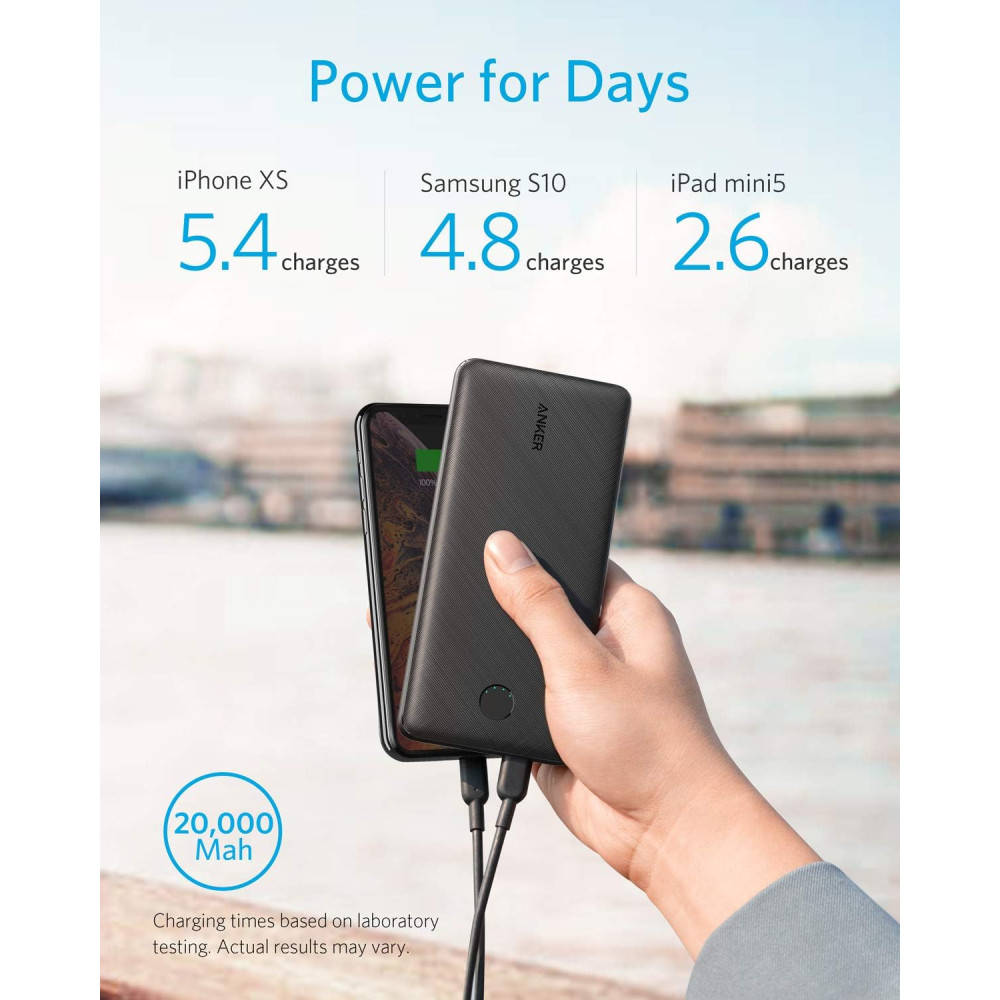 Power Bank Anker 20000mAh PD 18W pour iPhone & Samsung
