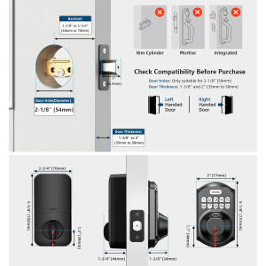 TEEHO TE002 Fingerprint Door Lock - Smart Keyless Entry Deadbolt