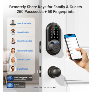 Veise RZ07 Smart Fingerprint Lock | 7-in-1 Keyless Entry & App Control