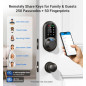 Veise RZ07 Smart Fingerprint Door Lock, 7-in-1 Keyless Entry, Touchscreen Keypad, App Control, Matte Black