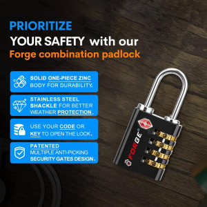 Forge Dual-Opening TSA Locks - Key & Combination, Stainless Steel (2 Pack)