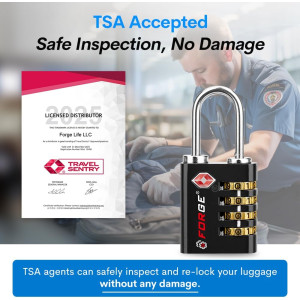 Forge Dual-Opening TSA Locks - Key & Combination, Stainless Steel (2 Pack)