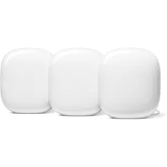 Google Nest WiFi Pro 6E - Système Wi-Fi Maillé Maison - Pack 3 - Couverture Totale - Vitesse Rapide - Snow