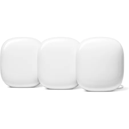 Google Nest WiFi Pro 6E - Système Wi-Fi Maillé Maison - Pack 3 - Couverture Totale - Vitesse Rapide - Snow