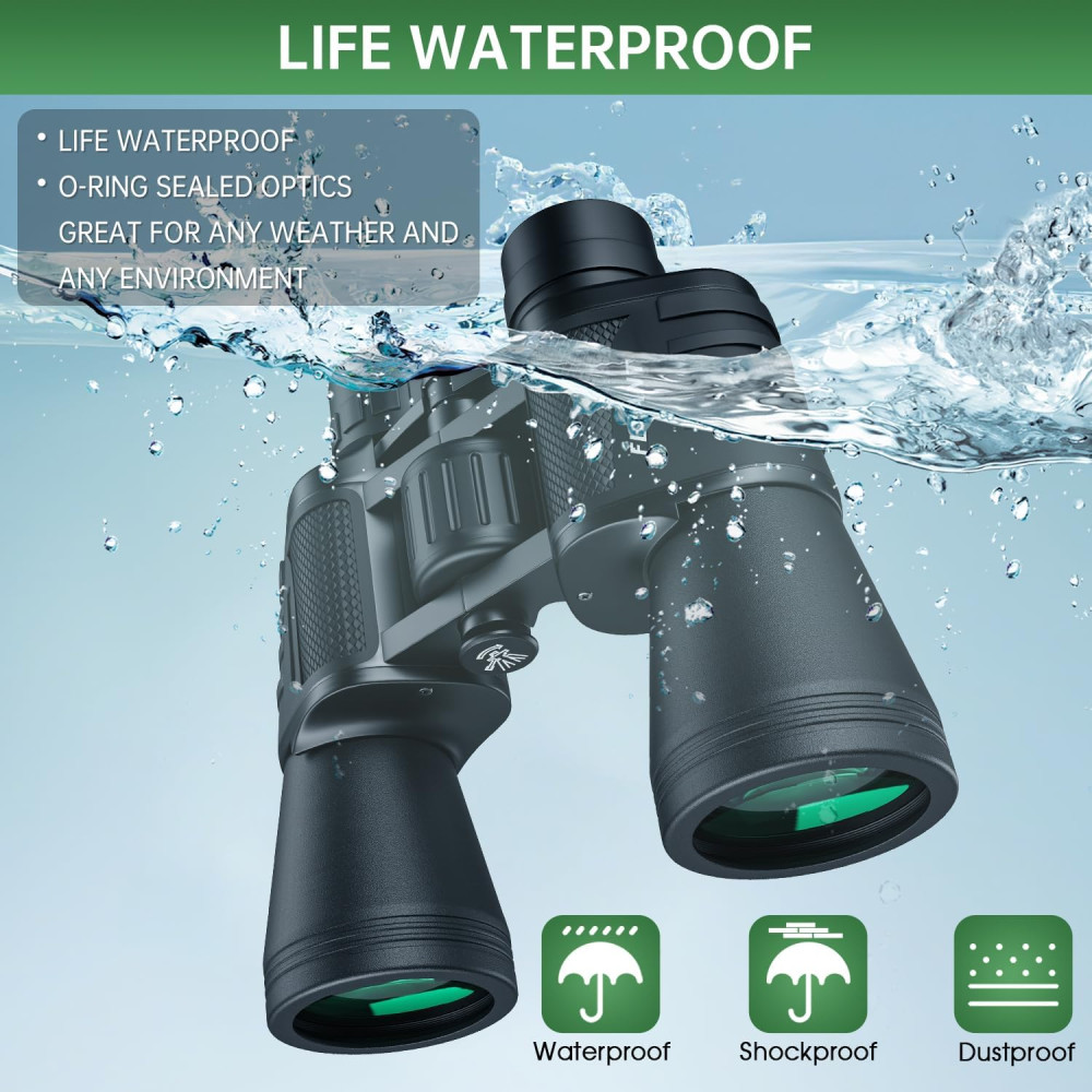 20x50 Waterproof Binoculars for Adults – Compact, High Powered, Low Light Vision