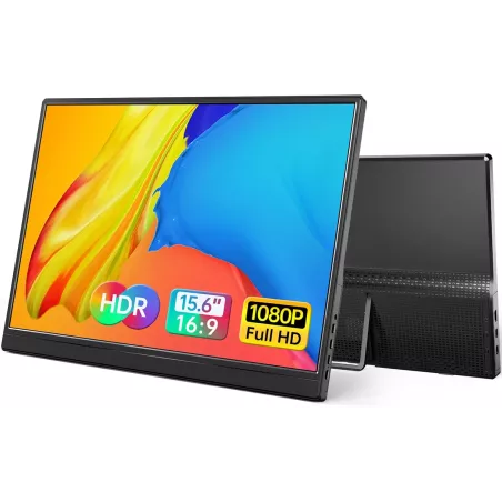 Yxk Moniteur Portable 15.6 1080P USB-C HDMI Ultra-Mince Gaming