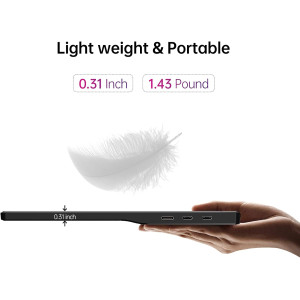 Yxk 15.6 Portable 1080P USB-C HDMI Ultra-Slim Travel Monitor with Kickstand