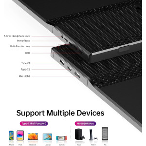 Yxk Moniteur Portable 15.6 1080P USB-C HDMI Ultra-Mince Gaming