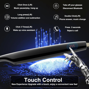 Lunettes Bluetooth Intelligentes avec Traduction AI - 164 Langues