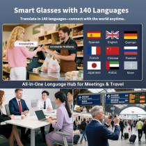 Lunettes Bluetooth Intelligentes avec Traduction AI - 164 Langues
