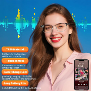 Smart Bluetooth Glasses with AI Translator, Photochromic Lenses & Speaker