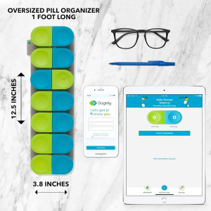 Sagely Smart XL Weekly Pill Organizer with App & 7 Day Travel Boxes