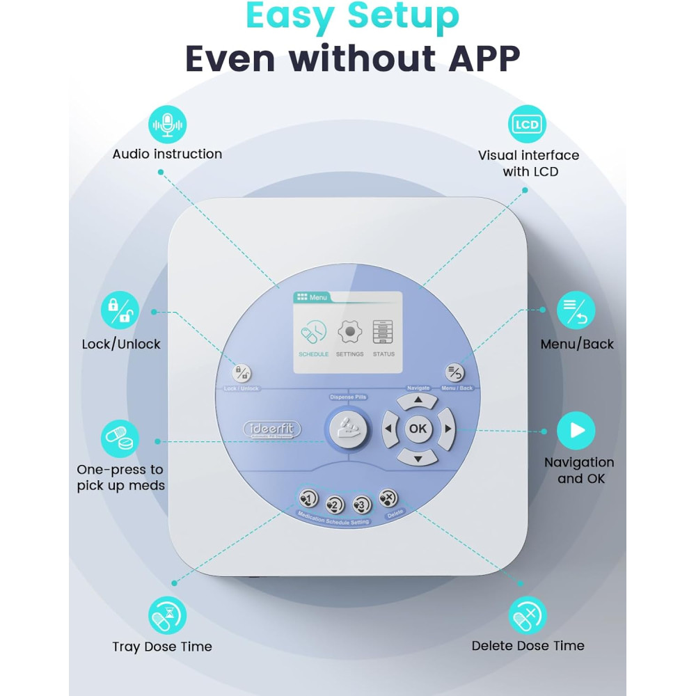 42-Day Automatic Pill Dispenser with App, LCD, Alerts – Safe & Secure