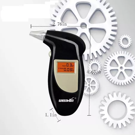 Alcootest numérique GREENWON avec écran LCD, alerte sonore, porte-clés portable et embout de rechange, noir