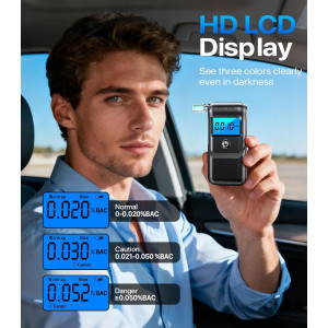 Portable Breathalyzer with 10 Mouthpieces | Personal Alcohol Tester for Home Use