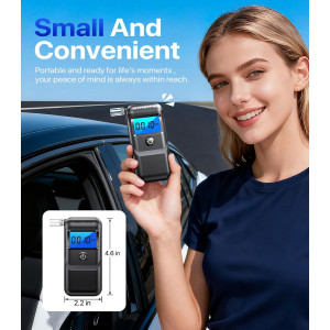 Portable Breathalyzer with 10 Mouthpieces | Personal Alcohol Tester for Home Use
