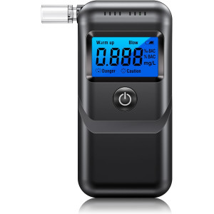 Portable Breathalyzer with 10 Mouthpieces | Personal Alcohol Tester for Home Use