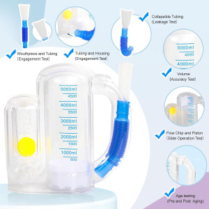 Incentive Spirometer for Deep Breathing - Adult & Kids Lung Trainer 5000ml