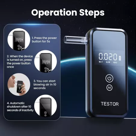 Éthylotests portables pro précis avec 8 embouts réutilisables