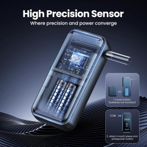 Professional Portable Breathalyzer with 8 Reusable Mouthpieces for Home Use