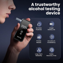 Professional Portable Breathalyzer with 8 Reusable Mouthpieces for Home Use