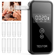Professional Portable Breathalyzer with 8 Reusable Mouthpieces for Home Use