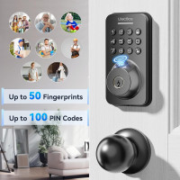 Fingerprint Keypad Deadbolt with Handle Set, Keyless Entry, App Control, Auto Lock, Matte Black