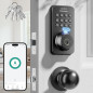 Fingerprint Keypad Deadbolt with Handle Set, Keyless Entry, App Control, Auto Lock, Matte Black