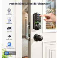 Veise VE017 Fingerprint Smart Door Lock - Keyless, App Control, Matte Black