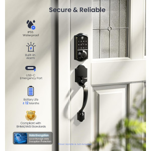 Veise VE017 Fingerprint Smart Door Lock - Keyless, App Control, Matte Black