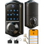 Veise VE017 Fingerprint Smart Door Lock, 7-in-1 Keyless Entry, App Control, Auto Lock, Matte Black