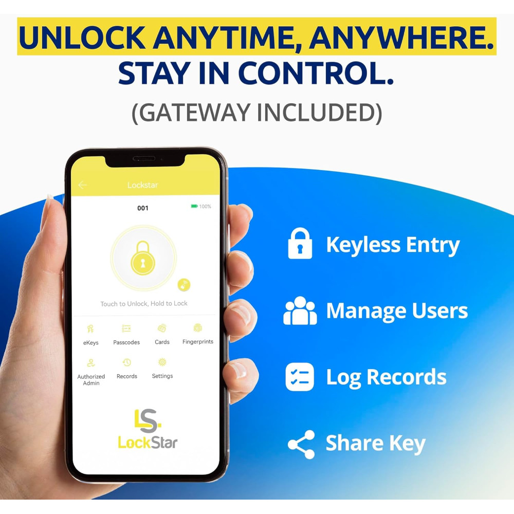 LOCKSTAR® Serrure Intelligente • Entrée Sans Clé • APP & Empreinte