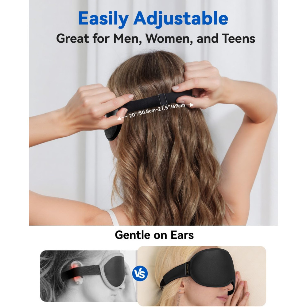 Travel Essentials 3D Weighted Sleep Mask - Blackout, Zero Eye Pressure