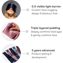 DROWSY Silk Sleep Mask - Adjustable, Padded, 100% Mulberry Silk - Midnight Blue