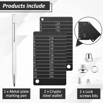 Hotop Crypto Wallets & Metal Plate Pen for Secure Bitcoin Seed Storage